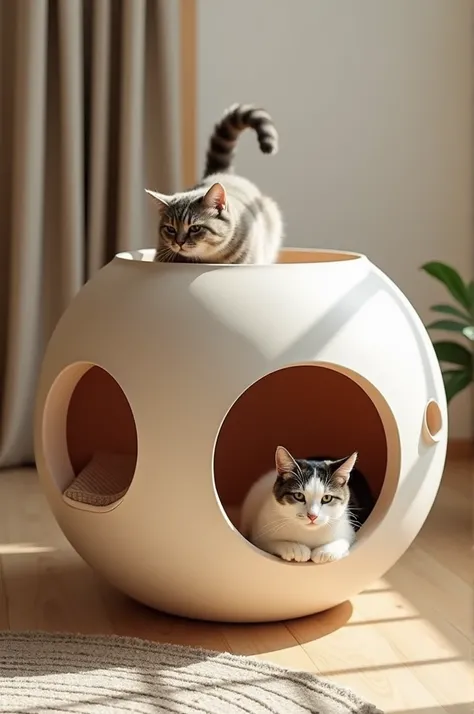 Design a round cat house with other functions