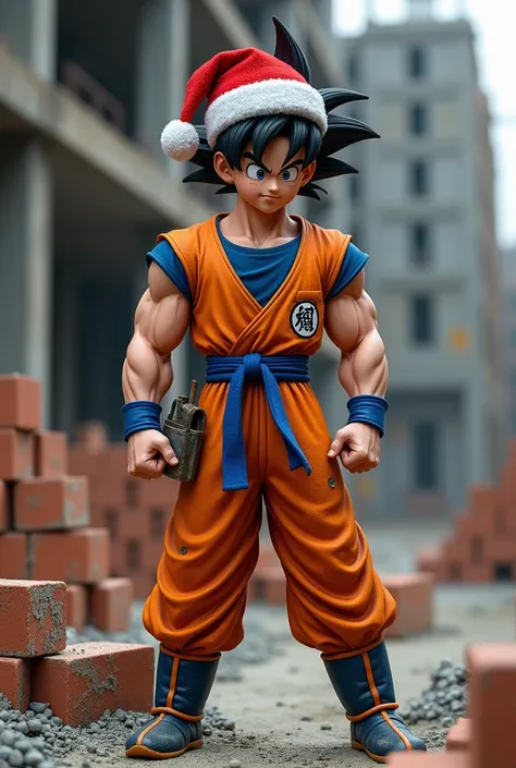 Goku bricklayer with Santa Claus hat