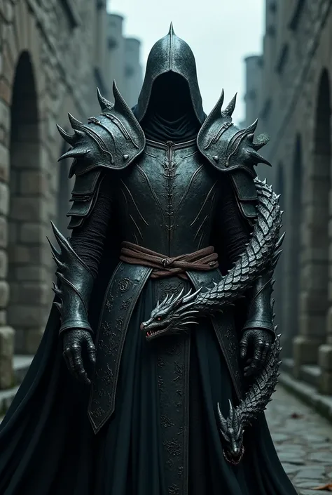 knight,  assassin of medieval knights, Butcher of Kings,  With dragon shoulder pads, And another dragon ,  With steel claws  
