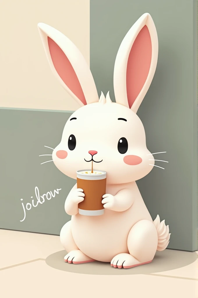 The white rabbit drink the milktea modern in the written is "JOIBROW"