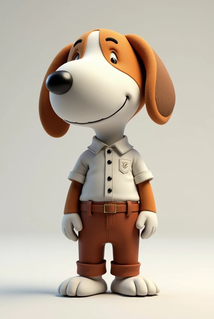 Create me images of the little dog Snoopy that the little dog Snoopy has pants and a shirt that is very beautiful and real