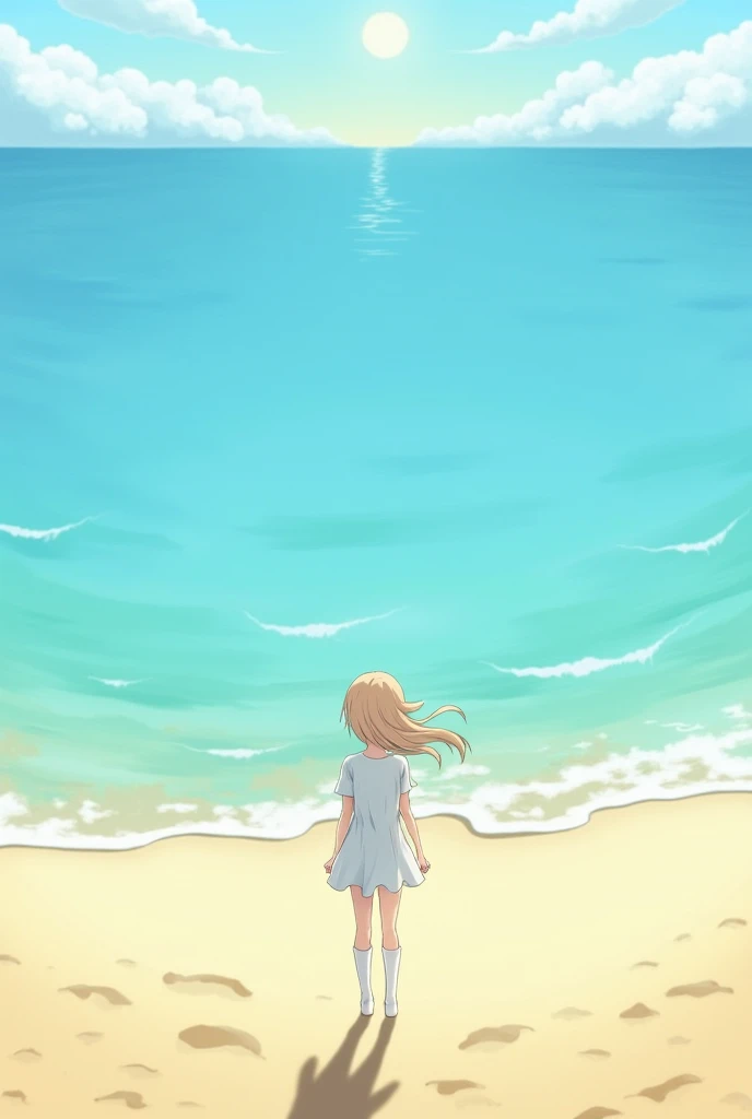 An anime one standing on the beach