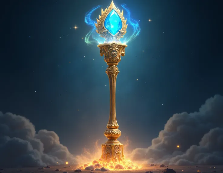 Large gold and blue staff