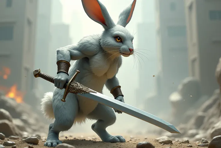 Humanoid rabbit sword warrior normal rabbit mein bdlta hua