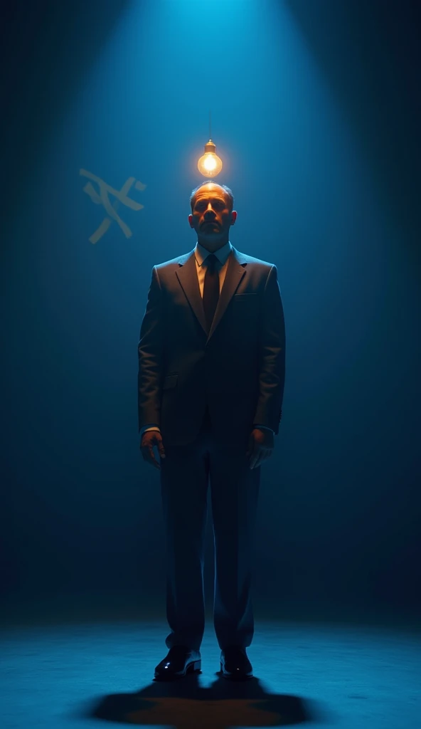  creates a home-looking 9 :16:  The man transforms into a  ,  dressed in an adapted version of the same dark gray suit . He is standing in the same place ,  with the warm bulb illuminating her face full of curiosity and amazement. the logo on  "X" and the ...