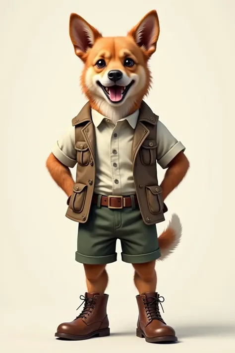 ((best quality)), ((masterpiece)), (detailed), 1 dog, with shirt, shorts and boots