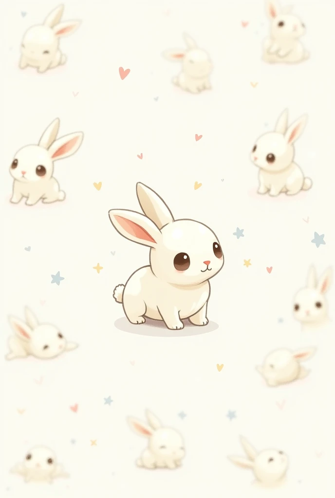 (((chibi style illustration magical little white rabbit, multiple angles line stamps, 12 divisions, funny cute,