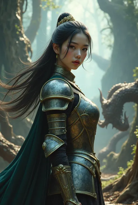  A Beautiful Oriental Girl Wears Western Armor、Become a Western Knight 、Fighting monsters