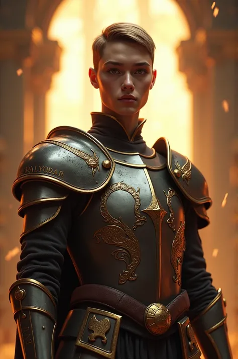 A Paladin with short hair and penetrating eyes 