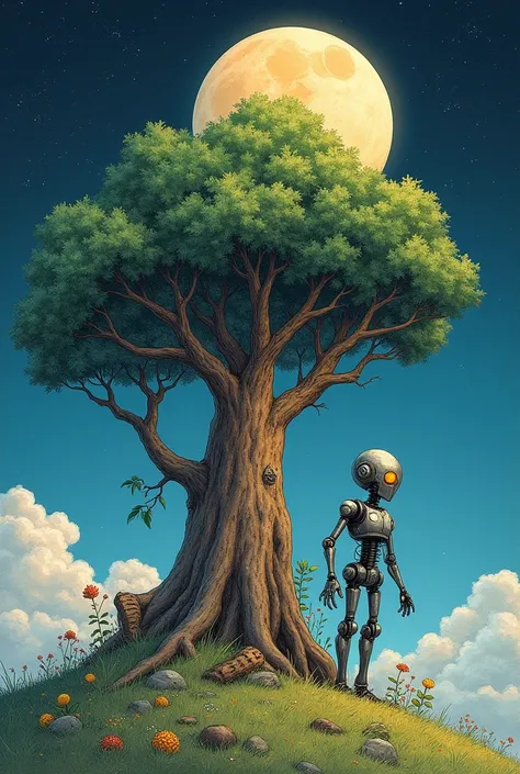 You have drawn a tree, a robot and the moon in a single unified drawing all three things. 