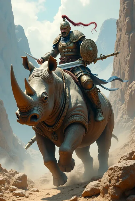 Rhinoceros with a warrior and strong body 