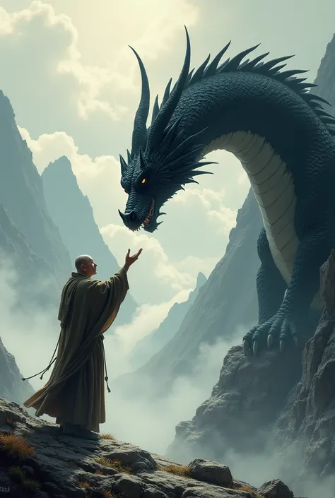 1 monk taming ferocious black dragon 