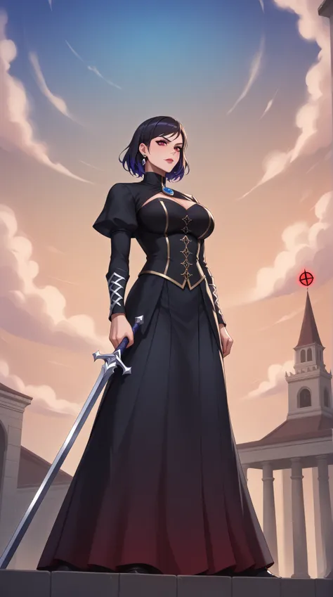 mysterious female thief (++2), daring and resourceful (++2), sleek black catsuit (++2), captivating beauty (++1.5), intense emotional conflict (++2), moral dilemma (++2), stolen relic (++2), enigmatic statue (++2), gothic and religious symbolism (++2), hig...