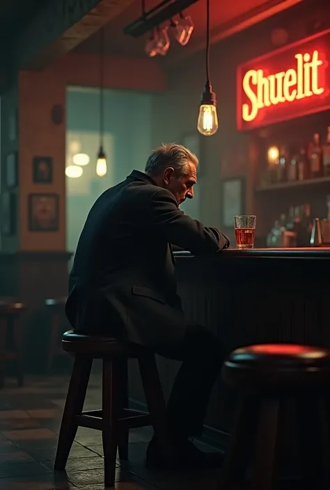 A man alone in a bar 