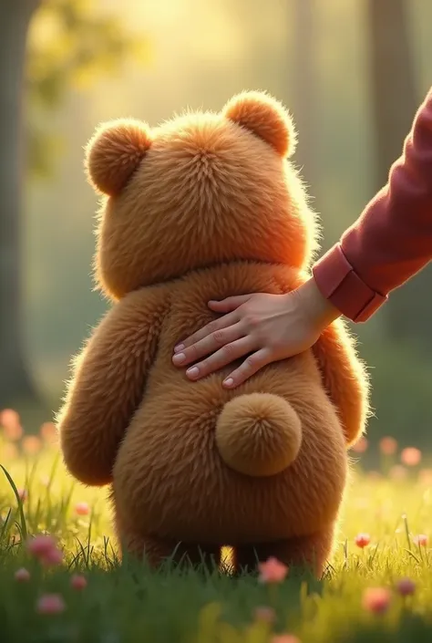 Fluffy Bear from behind, hand on ass 