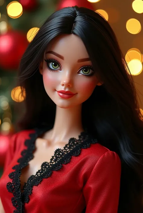 Cute girl Barbie Style 4kwith ong black hair, green eyes like Disney princess lay down in the words Luny writing in amazing and Fabolous letters in two shades of colors color black and Red around the corner  got color golden with glitter background like Ch...