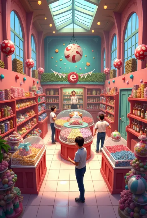 Photo of the interior layout of a candy store 