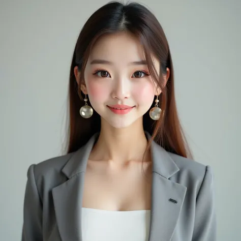 Photorealistic 8k High Resolution 14y beautiful chinese girl with 14y face posing to camera. Linkedin Profile Photo. White porcelain skin, straight long dyed brown hair, massive thick eyelash and upper eyelids, double eyelids, no cheekbones, wearing white ...