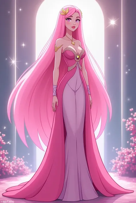 Pink diamond from Steven Universe with long straight hair