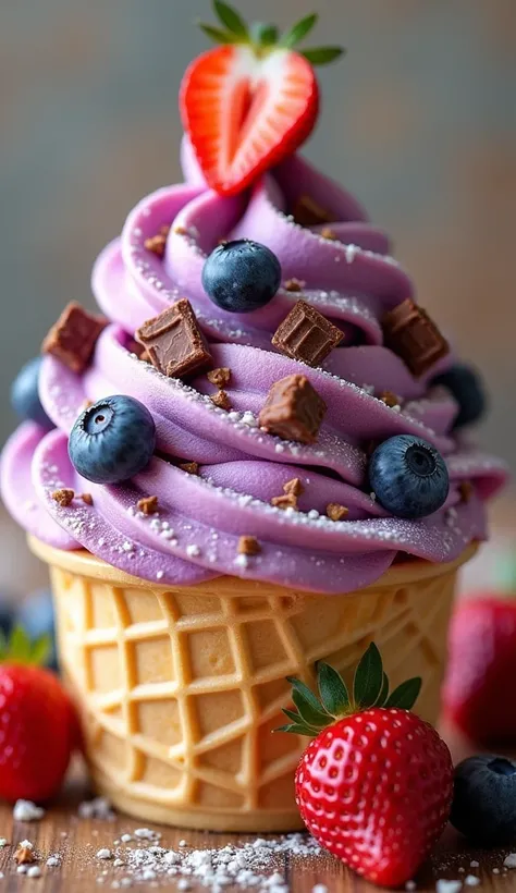  Make a durian funnel ice cream and blue berry flavor, studded with chocolate and vanilla ,  messes and also strawberry  