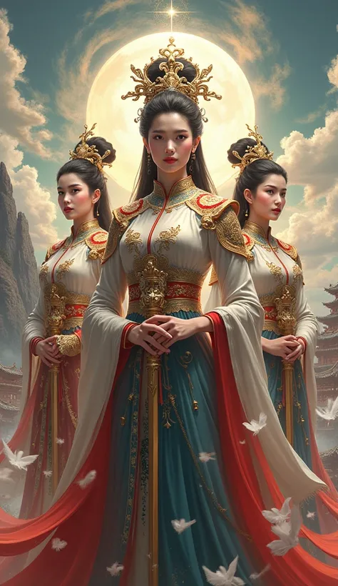 Beautiful goddesses in ancient Chinese military uniforms。