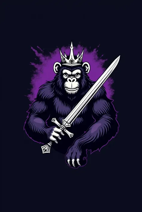 - *Monkey*: A strong, regal monkey with a fierce, brave expression, looking like the "king of the forest."
- *Sword*: A large, sharp sword, possibly glowing or with intricate details.
- *Crown*: A crown made from jungle elements (vines, leaves, etc.), shar...