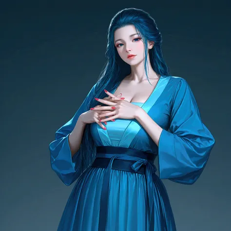 gufeng, guofeng, chinese clothes, blue hanfu, 1girl, solo, nail polish, from viewer,  cowboy shot, 
masterpiece, best quality, realistic, 8k, official art, cinematic light, ultra high res, perfect female body, sharp focus, 
HDR, 8k, amazing quality, very a...