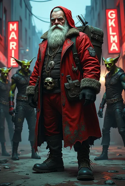 Badass Santa Claus with his punk goblins