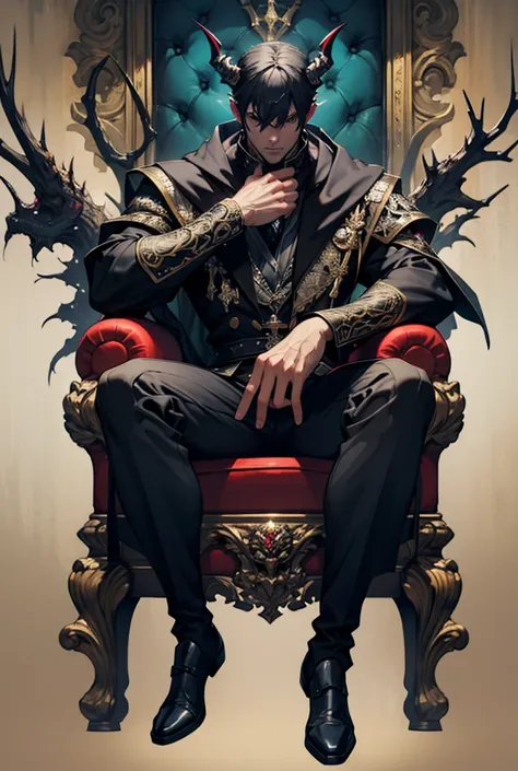 Medevil theme, man sitting on a throne, high detail, high res. Intricate background 