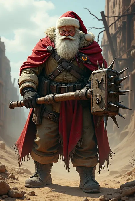 Badass Santa Claus with a Mad Max mace