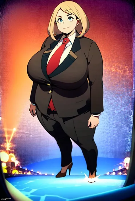 Looking up at the approaching young giantess, Giantess art, 500 miles tall, giga giantess, young sophisticated and stylish woman in a light grey italian pinstriped trouser suit, form fitting crisp black office shirt, and a large wide blue necktie in a wind...