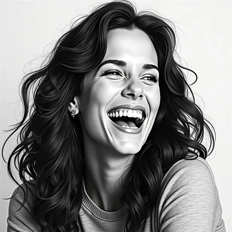 can you draw me a picture for the wallpaper of lana del rey laughing in black and white in 2012 it should look realistic