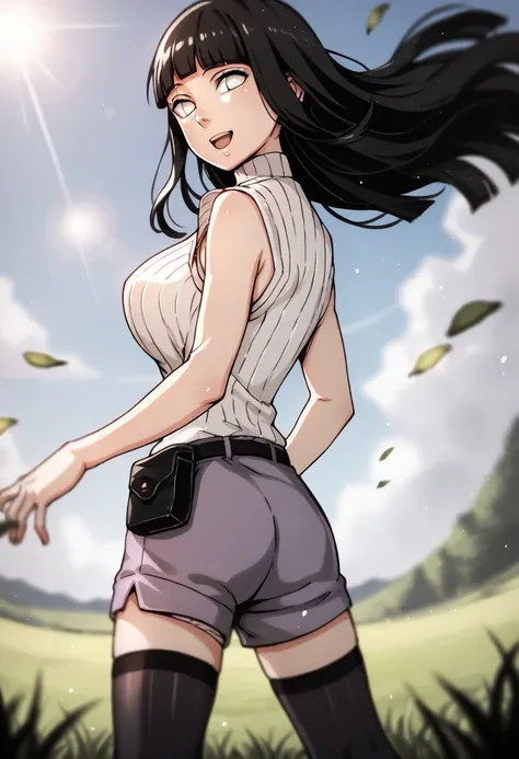 (masterpiece, high quality, detailed background:1.1), 1girl, solo,(monochrome) (contrapposto black & white) 
ChopioHyugaHinata, long hair, black hair, straight hair, shiny hair, blunt bangs, white eyes, no pupils, (looking at viewer:1.3),
mature female, la...