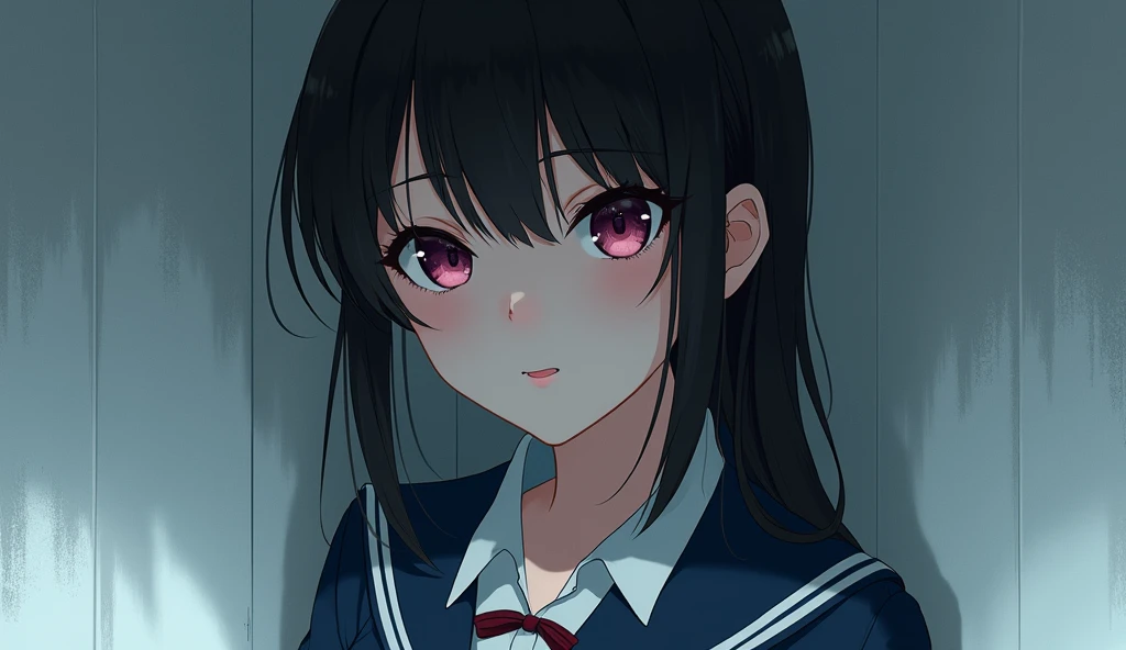 a cold beautiful woman wearing a school uniform ,  anime style 
