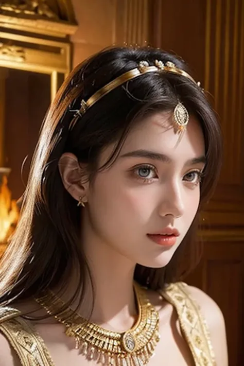 19 year old beautiful woman.  Become a roman goddess in ancient roman style clothes, ancient roman building , close up