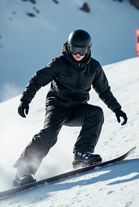 Aesthetic snowboarding cool pose black helmet