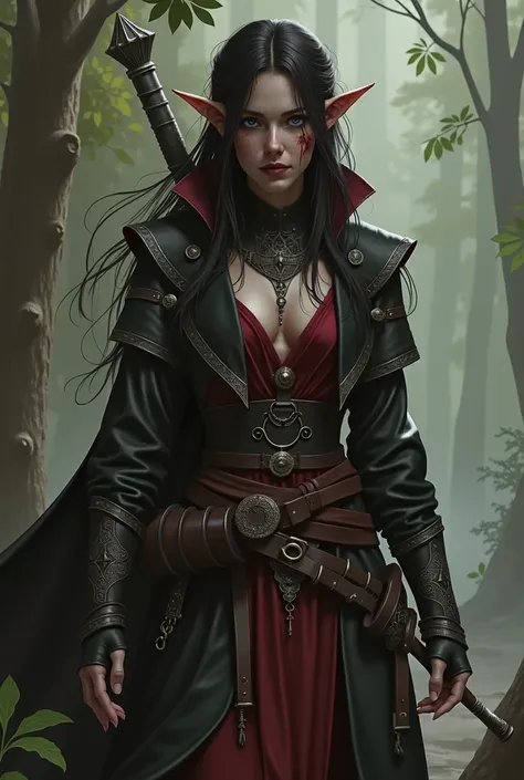 First me an assassin bard with the people dark elf  .  background cult where people are sacrificed and engaged in cannibalism .  The character should be around 30 years old female and slowly have hair.  Gloomy should go more into the dark cult. More angry ...