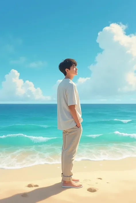 BTS Jin in beach 
