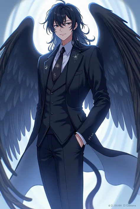 sex : man
Characteristic  : , long black hair, French braid, black eyes, starry eyes, charming, sharp tail, handsome, painted wings
habits : Cool, intelligent, quick-witted, prefer the tranquility and independence of themselves and others.
Race  : Angel of...