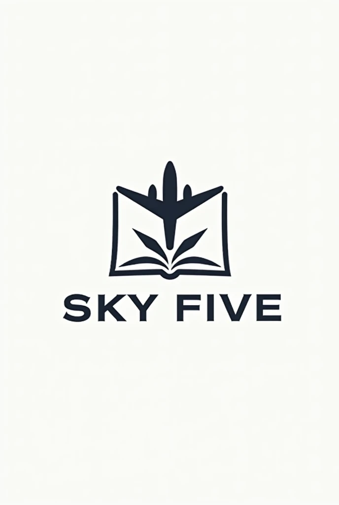 Create an airplane and book logo with the words sky five