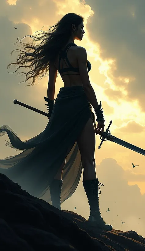 silhouette, female warrior