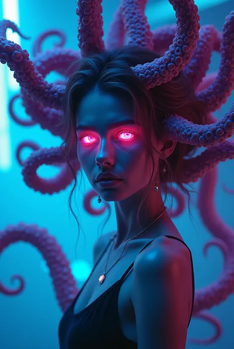 Medusa neon pulpo