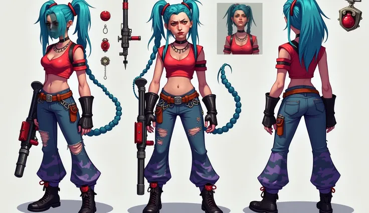 Personagem Splash arte:  Jinx is an iconic character from the universe of “Arcane” ,  known for her chaotic personality and vibrant visual style .  She is a young criminal from Piltover and Zaun ,  in her tricks with a look that reflects her rebellious and...