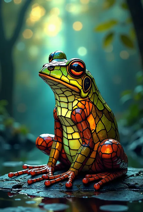 Lonely frog　 Stained Glass 　 high image quality