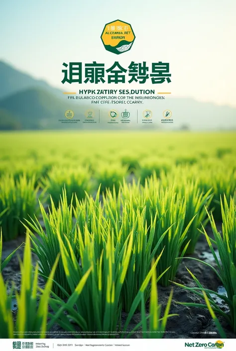 Design of 1 page of Spring Tet newspaper advertising for Net Zero Carbon Co., Cp., with 2500 hectares of rice cultivation according to the BNS process of alternating dry irrigation (AWD) 