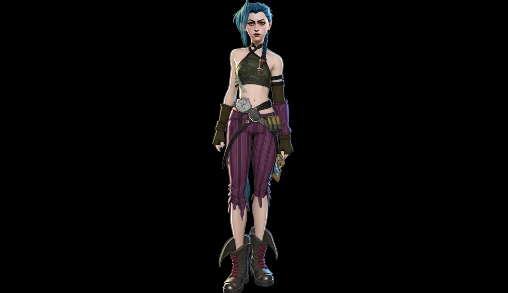 Personagem Splash arte:  Jinx is an iconic character from the universe of “Arcane” ,  known for her chaotic personality and vibrant visual style .  She is a young criminal from Piltover and Zaun ,  in her tricks with a look that reflects her rebellious and...