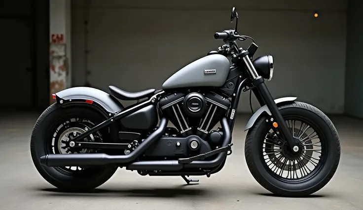 Bobber motorcycle  in Gray colors 