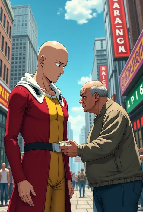 Make me Saitama let a poor fat   sell lottery ticket.