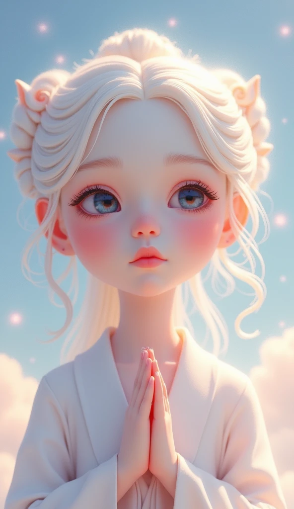 Cute and smart god krisha face with sky pastel background 
