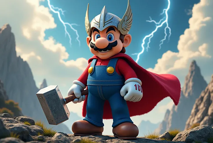 Super Mario dressed as Thor